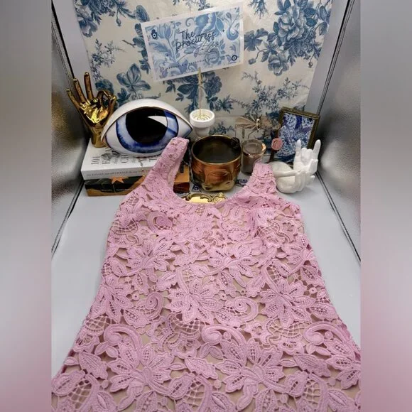 🆕 SELF PORTRAIT 🧿 NWOT Floral Lace Mini Shift Dress, Sz US 2 / UK 6 - Picture 2 of 16